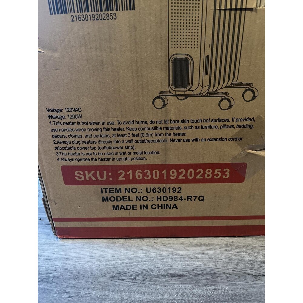 Open Box Oil Filled Radiator Heater - 1200W - Picture 2 of 4